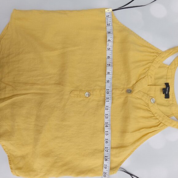 Kensie racerback sleeveless yellow LINEN tank top button front size S - Picture 5 of 6